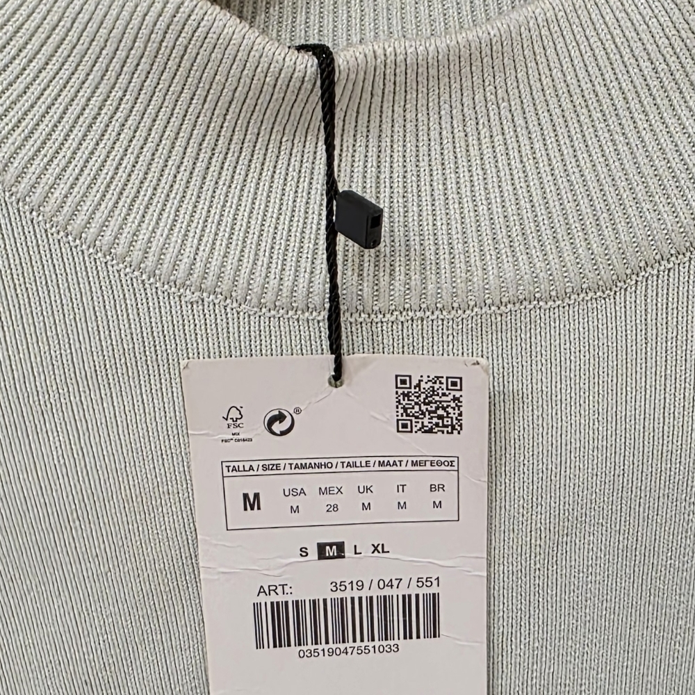 NWT Zara Scalloped Edge Light Green Mint long sleeve knit cropped Knit Sweater M - Picture 12 of 15